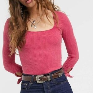 FREE PEOPLE Move On Bodysuit In Muted Red Size Medium